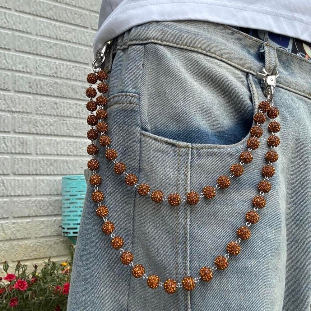 Brown Beaded Wallet Chain
